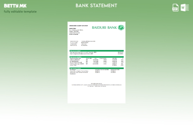 Модерен стил на шаблон за зборови од банкарски извод од Брунеи Бајдури